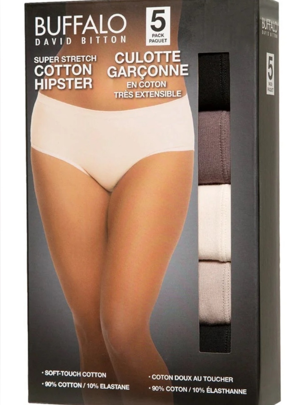NWOT Buffalo Women’s Super Stretch Cotton Hipster Briefs 5 Pack Size XXL